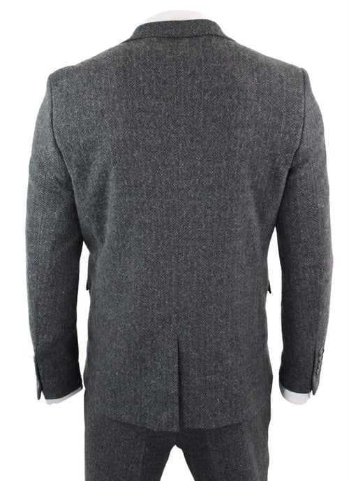 Herren 3-teiliges Anzug aus grauem Fischgräten-Tweed - Image 6