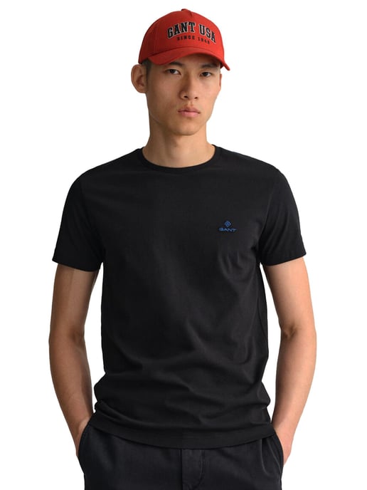 Gant | Mens Rundhals T-Shirt Kontrast Logo - schwarz - Image 1