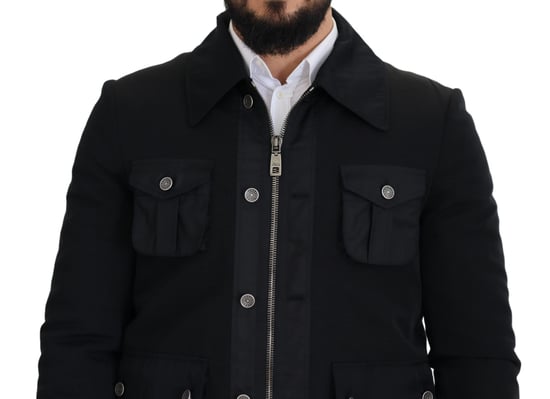 Dolce & Gabbana schwarze Wolljacke für Herren mit Kragen und durchgehendem Reißverschluss - Image 5
