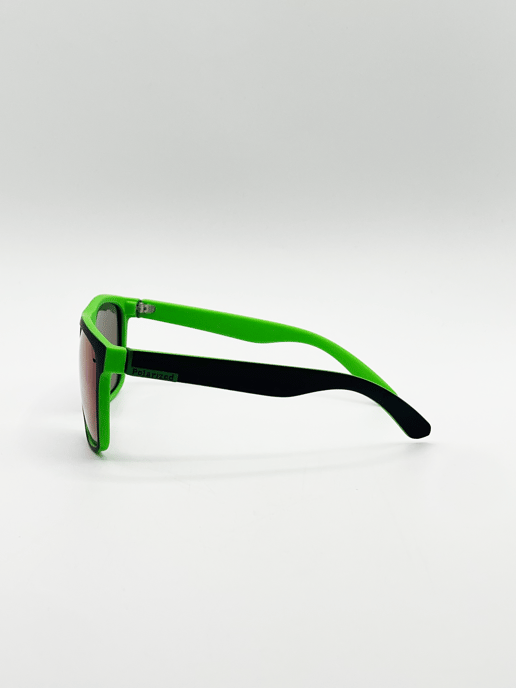 Matte Black Wayfarer Sunglasses With Blue Mirrored Lens - Image 4