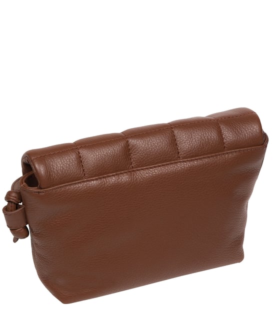 'Zoey' Dark Tan Nappa Leather Cross Body Bag