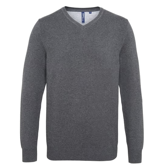 Asquith & Fox Herren Pullover mit V-Ausschnitt aus reicher Baumwolle (Holzkohle) - Image 1