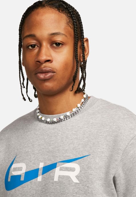 Nike Air Herren Fleece BB Crewneck Trainingsanzug in Grau - Image 3