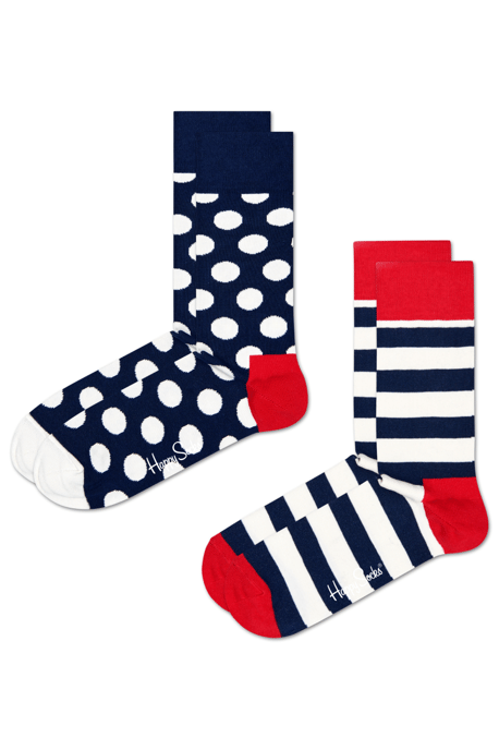 Happy Socks 2 Pack Men's Classic Big Dot Sock in White/Red/navy - Image 1
