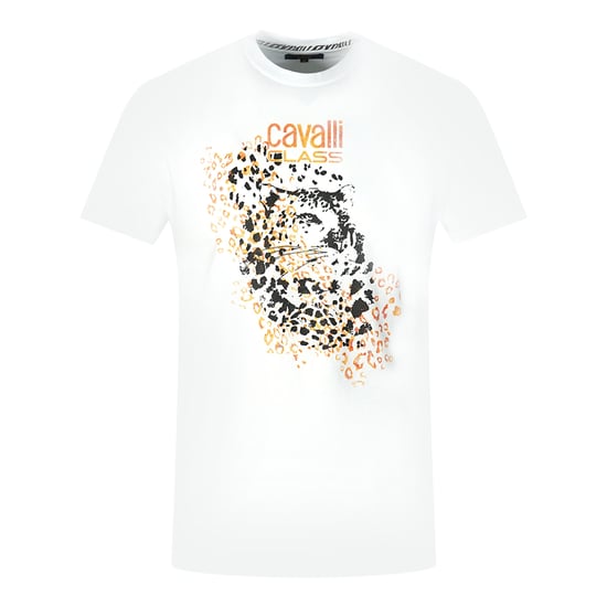Cavalli Class Leopardenmuster Silhouette Weißes T-Shirt - Image 1