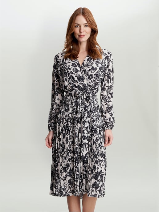 Lucine X Over Bodice Dress With Pleated Skirt