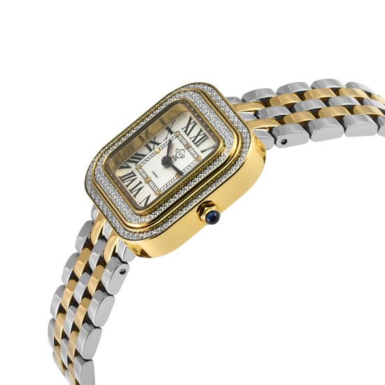 GV2 Bellagio Damen Swiss Made Diamant Silber-Weißes Zifferblatt, zwei getönte SS/IPYG Armbanduhr - Image 3