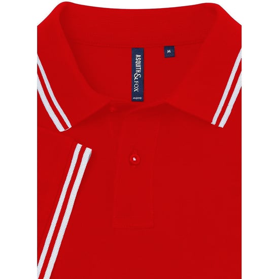 Asquith & Fox Herren Poloshirt mit klassischer Passform (rot/weiß) - Image 2