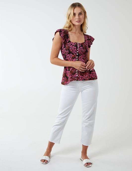 SOFIA - Button Front Peplum Top