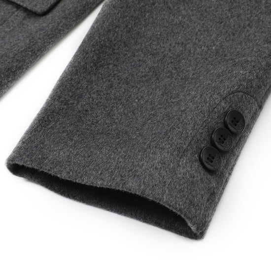 Herren Winter Wollmantel Knielang Slim Fit Umlegekragen Business M?ntel Grau - Image 5