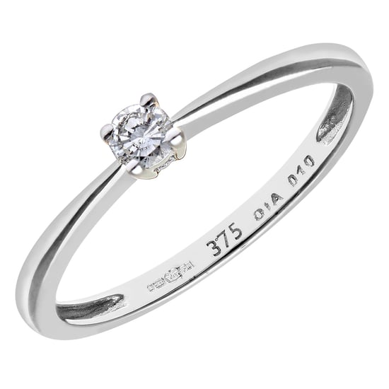 Engagement Ring, 9ct White Gold IJ/I Round Brilliant Diamond Ring, 0.10ct Diamond Weight