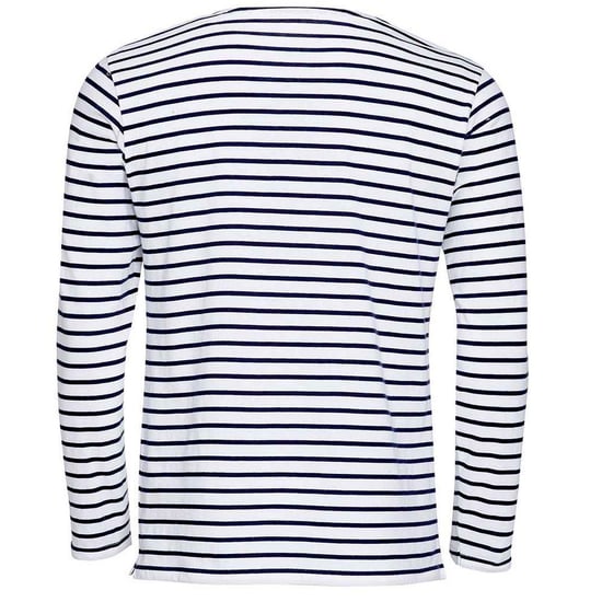 SOLS - "Marine" T-Shirt für Herren Langärmlig (Weiß/Marineblau) - Image 2