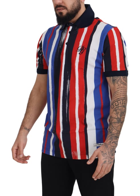 Dolce & Gabbana Mehrfarbiges Baumwoll-Polo-Shirt für Herren - Image 4