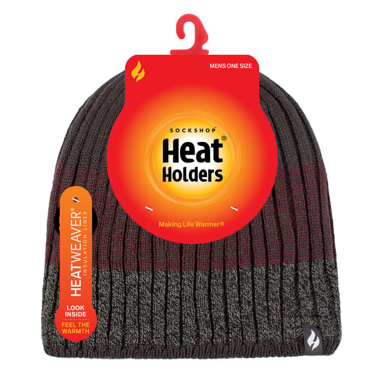 Herren Fleece gefütterte gestreifte Wintermütze | Wärmehalter | hohe Leistung weiche isolierte thermische Mütze - Charcoal - Image 2