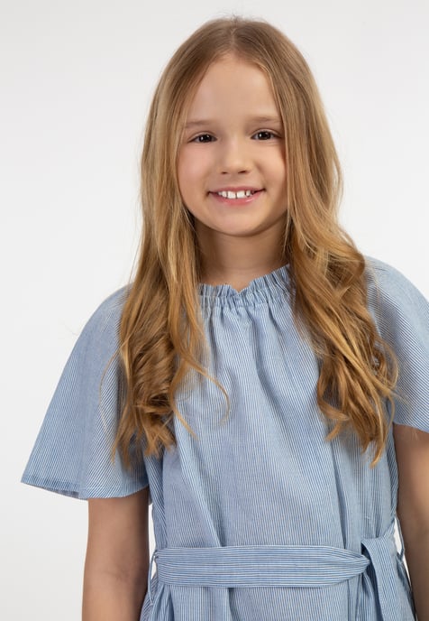 Dreimaster Sommerkleid Mädchen Hellblaue Dünne Streifen - Image 5