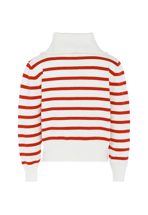Dreimaster Pullover mit Streifen Damen WOLLWEISS ROT - Image 2