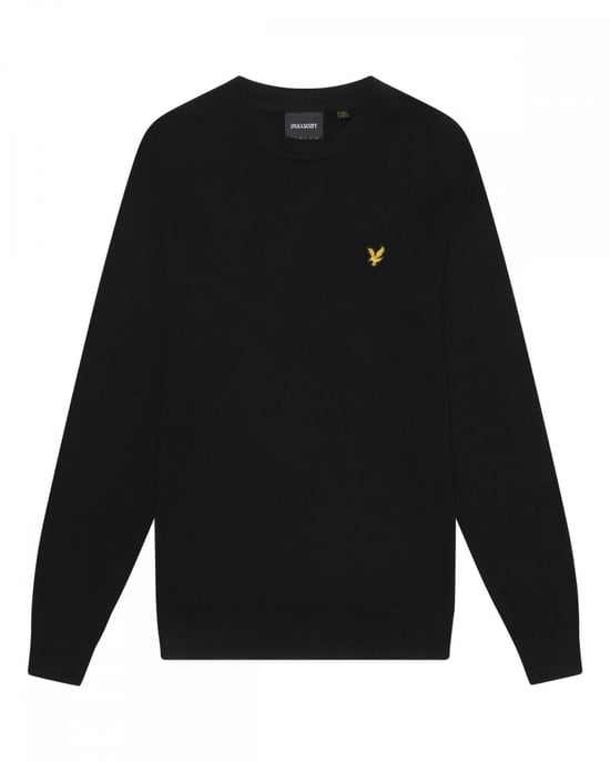 Lyle & Scott � Rundhalspullover aus Baumwollmerinowolle in Schwarz - Image 1