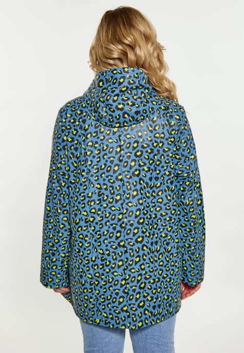 Schmuddelwedda Regenjacke in großen Größen Damen Stahlblau Limette Leo - Image 4