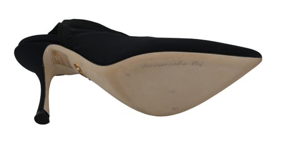 Dolce & Gabbana Black Jersey Stretch Heels Slingback Shoes