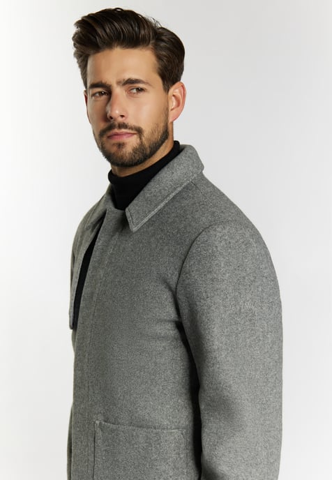 Dreimaster Übergangsjacke in Wolloptik Herren grau melange - Image 5