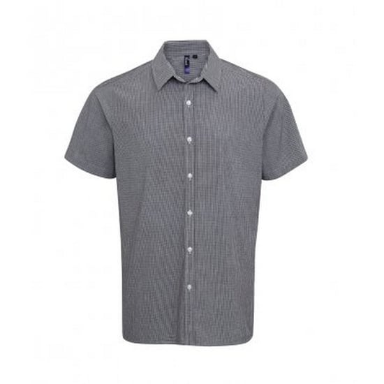 Premier Mens Gingham Short Sleeve Shirt (Schwarz/Weiß) - Image 1