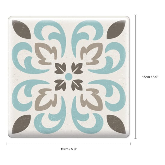 Spanish Retro Mediterranean Crush DIY Self Adhesive Glossy 3D Tile Stickers 15 x 15cm (6in x 6 in) - 16pcs in a pack, 3D Tiles Wall Stickers, Kitchen, Bathroom, Living room, peel and stick