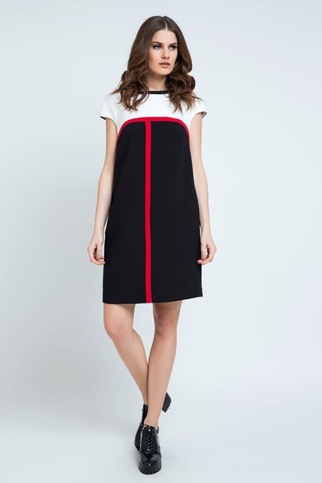 Streifenverzierter Sackkleid - Image 2