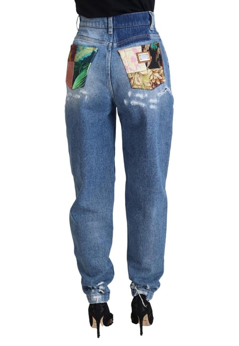 Dolce & Gabbana Damen Blaue Gewaschene Baumwollzerfledderte Jeans - Image 3
