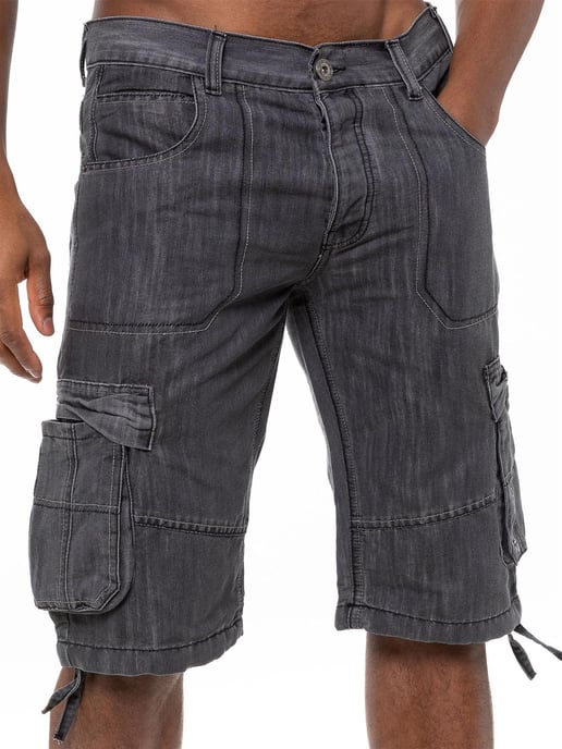 Enzo Herren Cargo Combat Denim Shorts - Image 2
