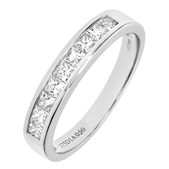 Bague demi-éternité sertie de canaux en diamant taille princesse en or blanc 9 carats 0,50 carat - Image 2