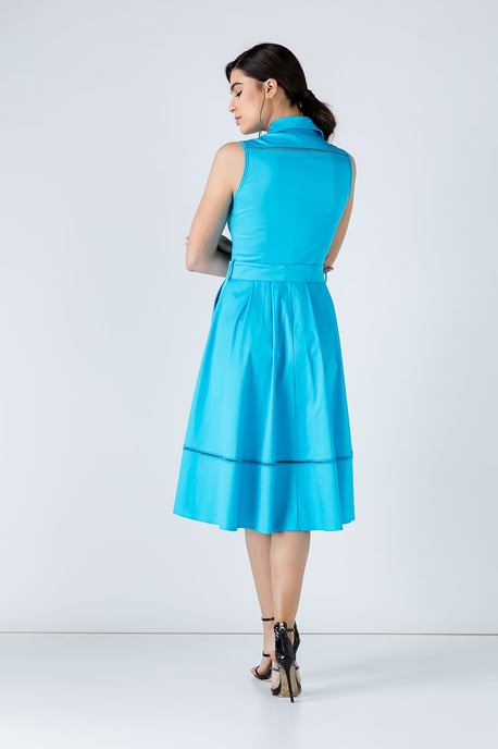 Türkisfarbenes Kleid mit Knopfleiste - Image 6