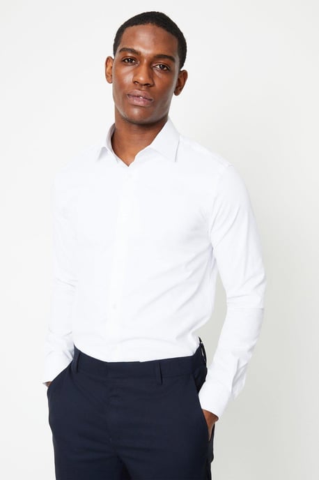 White Slim Fit Long Sleeve Easy Iron Shirt - Image 1