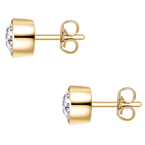 Set (necklace + stud earring) sterling silver yellow gold embellished with swarovski crystals® white Rafaela Donata