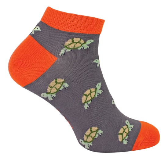 Herren Bambus-Trainersocken | Herr Heron | Tier Thema atmungsaktiv Low Cut Sneaker Socken - Schildkröten (grau) - Image 1