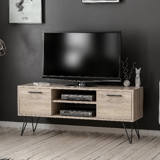 HOMEMANIA Almira TV Stand, in Wood, Black