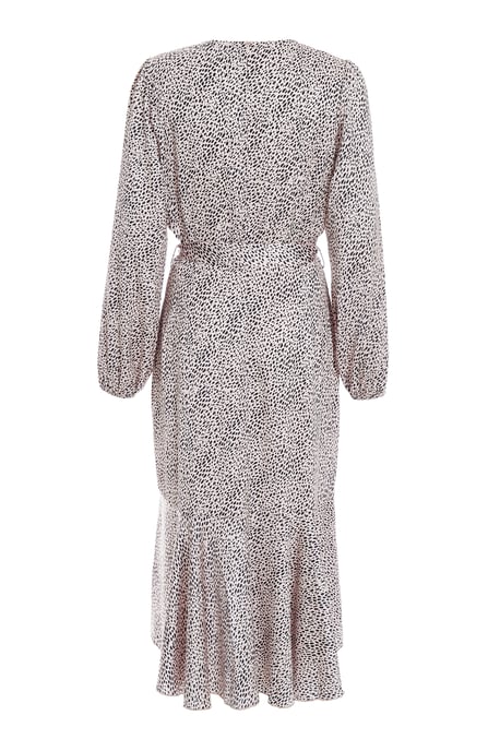Pink Satin Animal Print Midi Dress