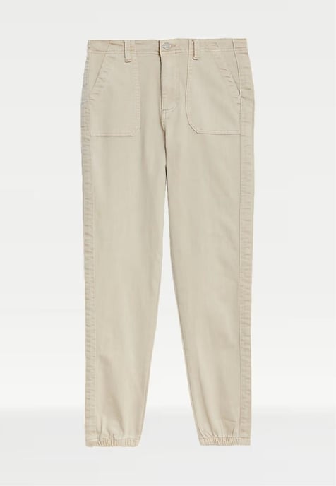 M&S Collection Damen Baumwollmischung Slim Fit Ankle Grazer Joggers Beige - Image 5