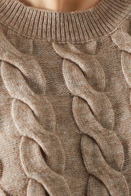 Chunky Cable Knit Crew Neck Jumper - Image 5