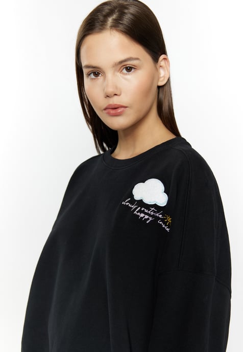 Mymo Sweatshirt mit Rundhalsausschnitt Damen schwarz - Image 5