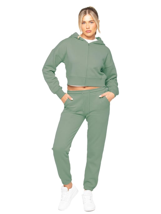 Enzo | Womens Crop Zip Hoodie Trainingsanzug Set - Image 1