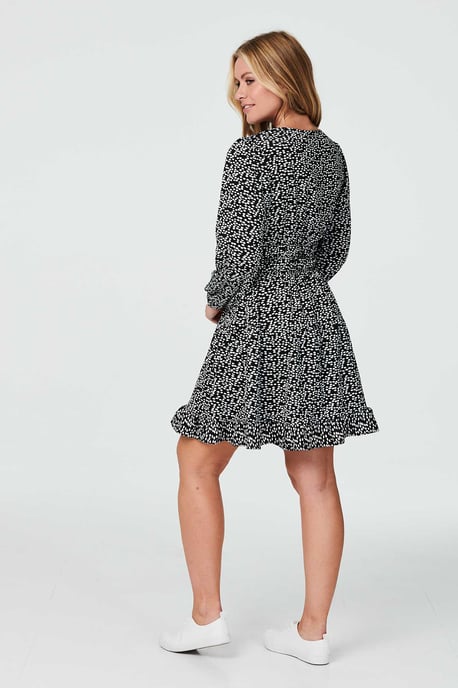 Ditsy Print V-Neck Skater Dress