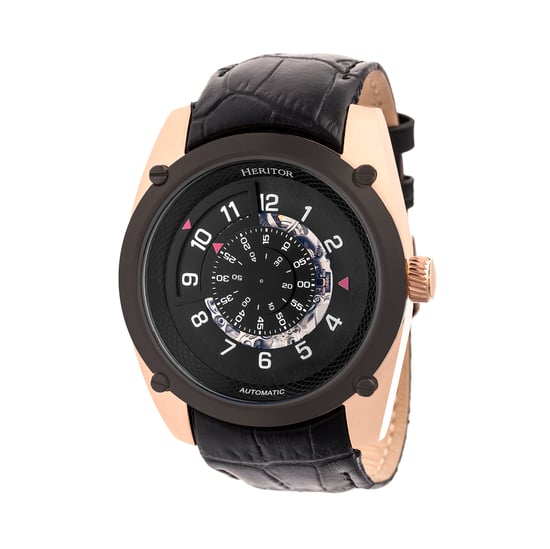Heritor Automatic Daniels Semi-Skeleton Leather-Band Watch