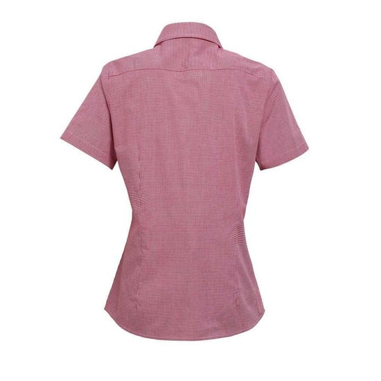 Premier Womens/Ladies Gingham Short-Sleeved Shirt (Rot/Weiß) - Image 2