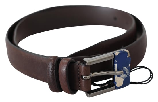 Costume National Women's Brown Genuine Leather Silver Buckle Belt