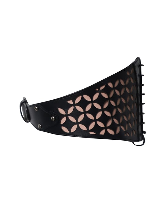 Alaia Lasergeschnittenes Bustier-Taillengürtel aus schwarzem Leder - Image 3