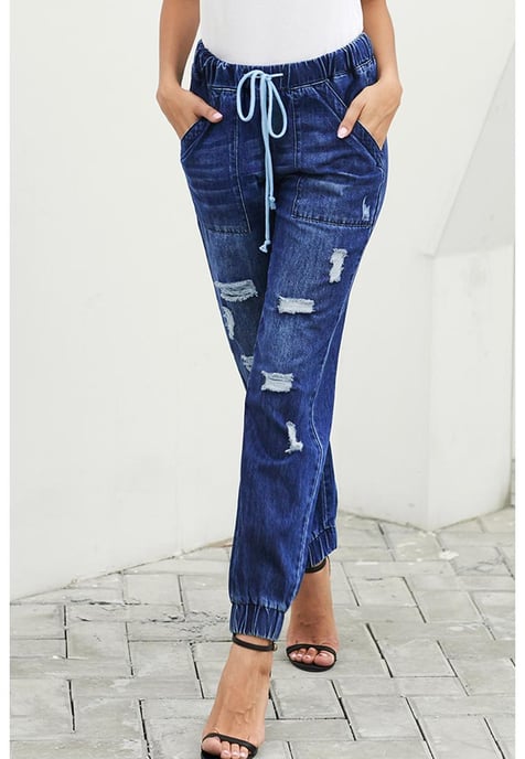 – Jogginghose mit Kordelzug und Taschen für Damen in Blau - Image 1