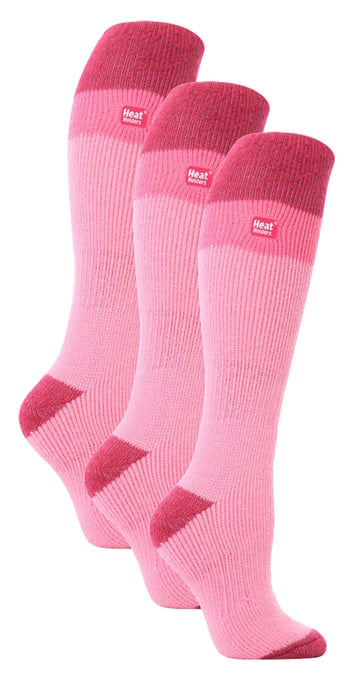 Heat Holders - 3er-Pack Ladies Thermal Knee High Ski Socks | WoMens Thick Winter 2.3 TOG Long Skiing Socks - Light Pink / Raspberry - Image 1