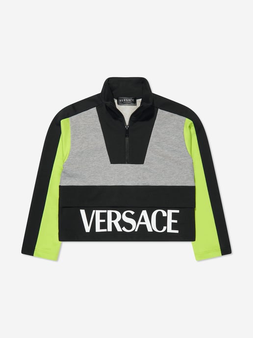 Versace Boys Half Zip Sweatshirt in Grey