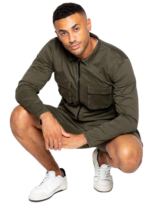Enzo | Herren Cargo-Trainingsanzug mit Shorts Set - Khaki - Image 6
