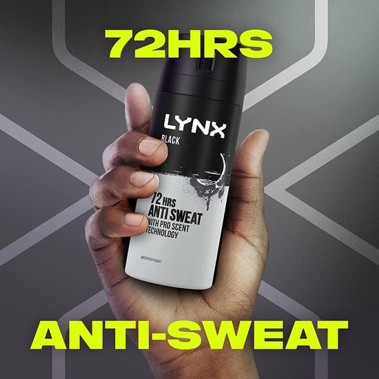 Lynx Black 72 HRS Anti Sweat Anti-Perspirant Body Spray for Men, 3x150ml